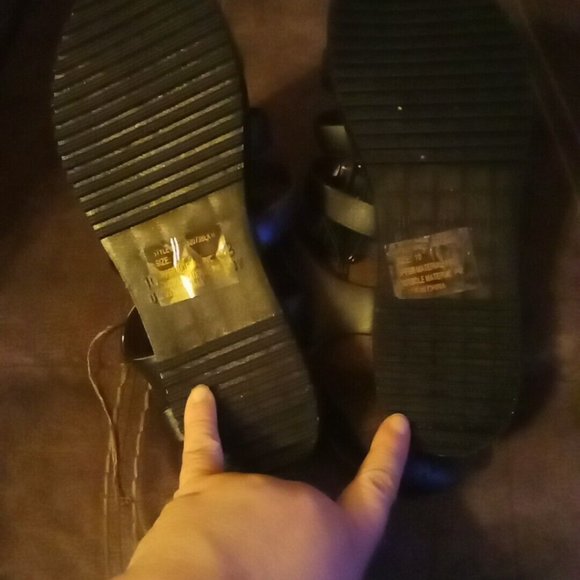 Charles Albert Black PVC Women's 10 Ankle Strap Sandals - Picture 6 of 7